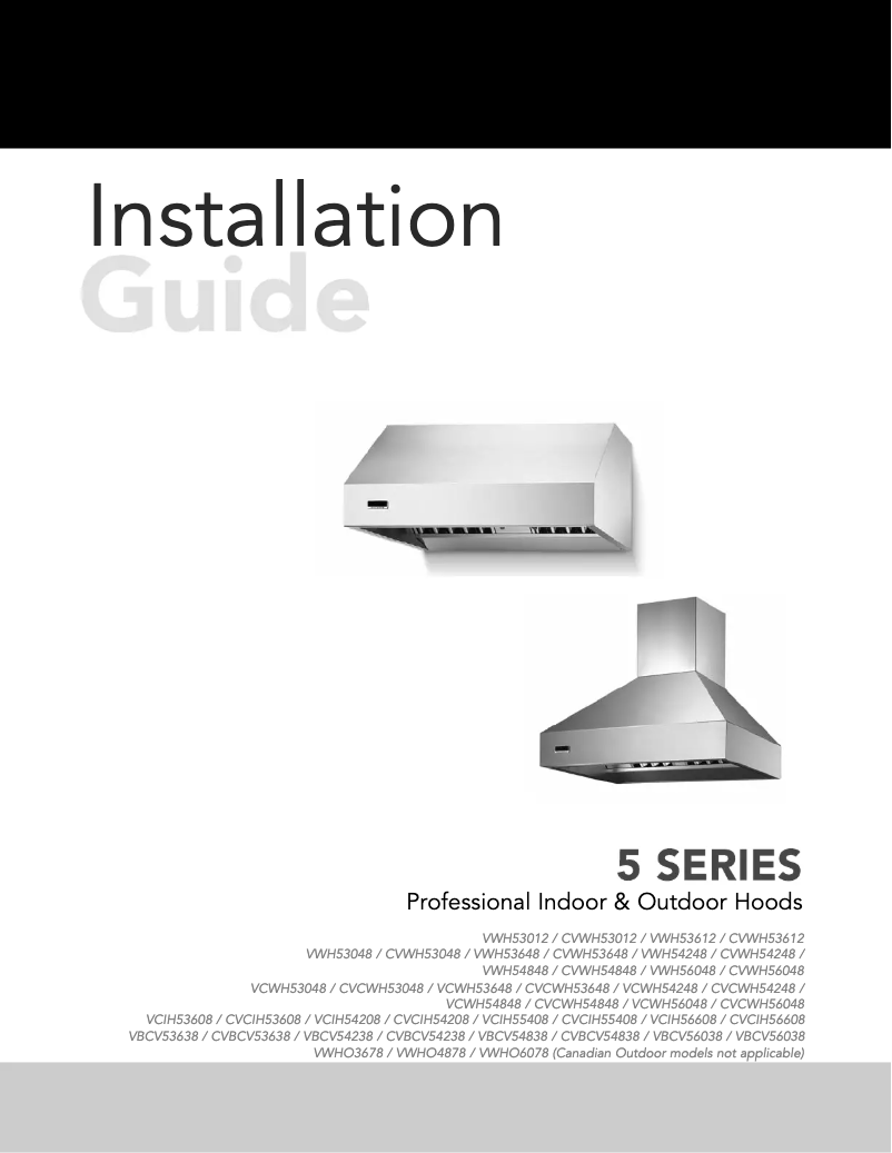 Page 1 de la notice Guide d'installation Viking VCWH54848BK