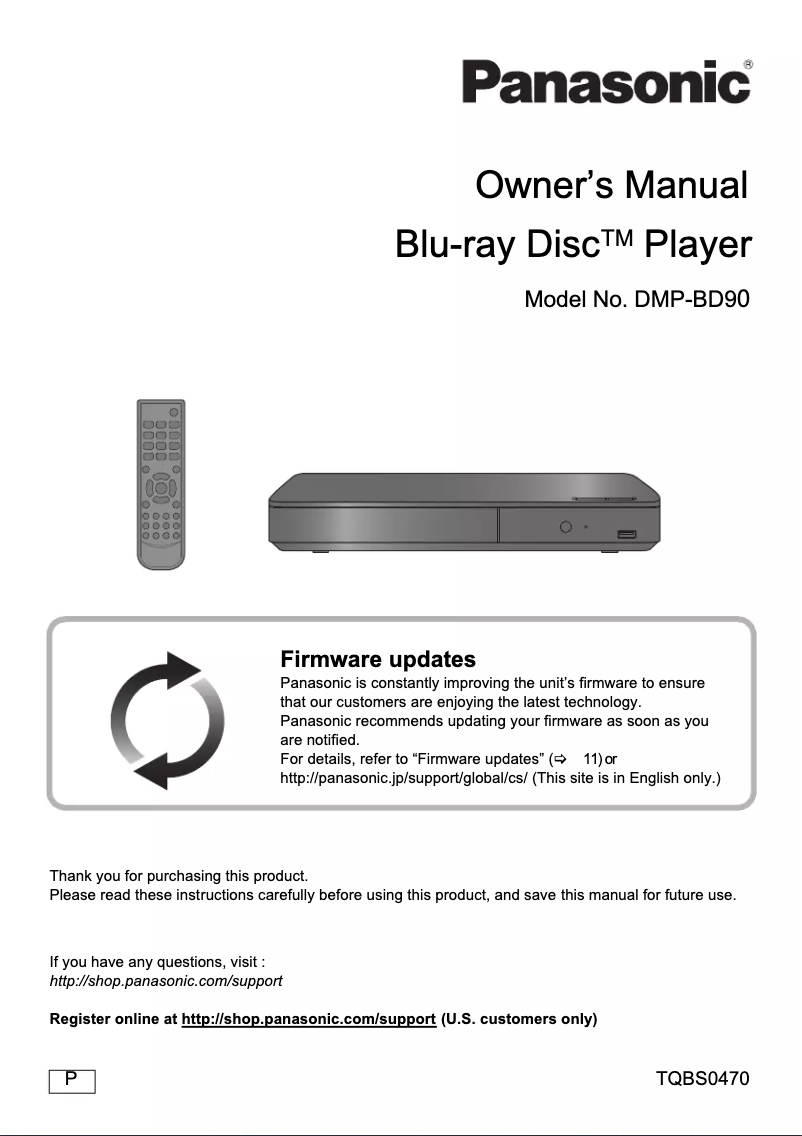 Page 1 de la notice Manuel utilisateur Panasonic DMP-BD90