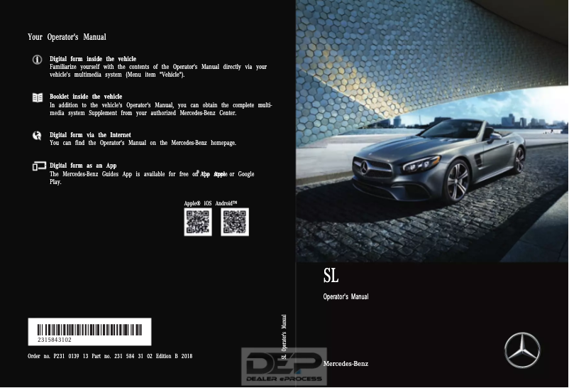 Página 1 del manual Manual de usuario Mercedes-Benz SL-Class (2018)