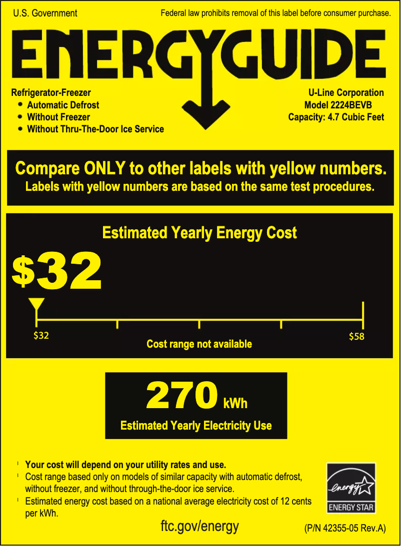 Page n°1 - Label énergétique U-Line U-2224BEVS-15B