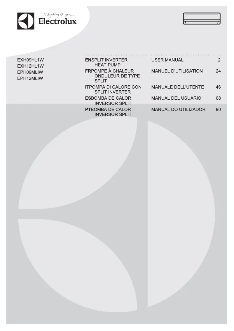 Página 1 del manual Manual de usuario Electrolux EXH09HL1WI + EXH09HL1WE