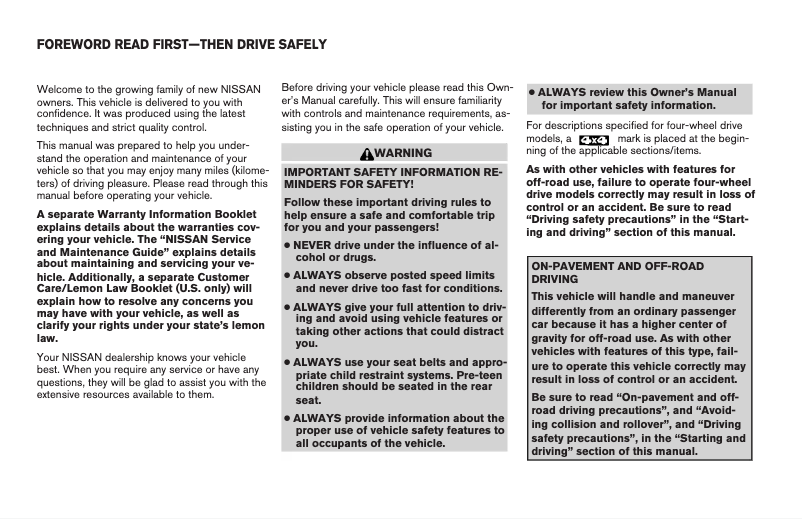 Página 1 del manual Manual de usuario Nissan Titan (2009)