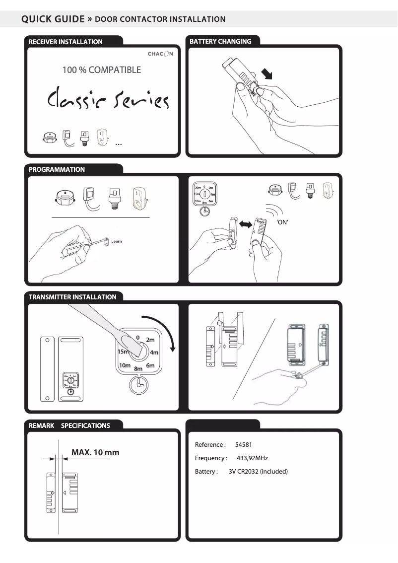 Page 1 de la notice Manuel utilisateur Chacon 54581