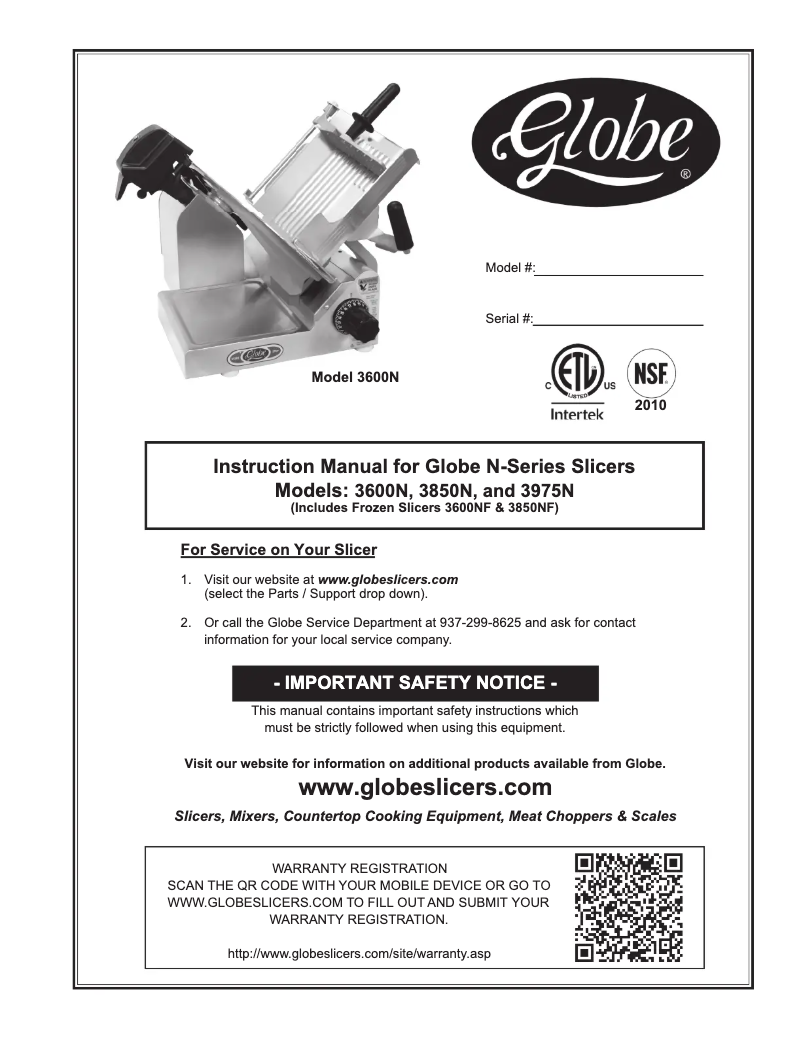 Page 1 de la notice Manuel utilisateur Globe 3975NF