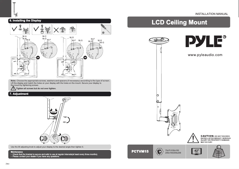 Page n°1 - Manuel utilisateur Pyle PCTVM15