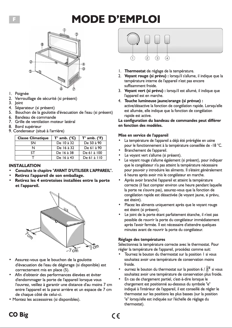 Page 1 de la notice Manuel utilisateur Smeg CO301