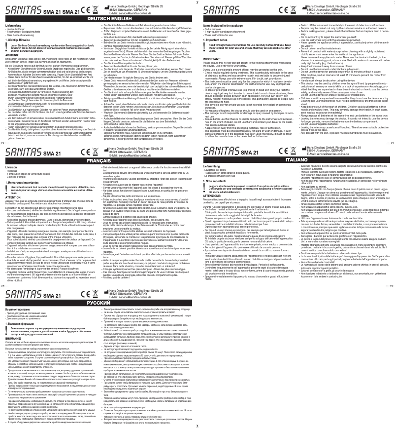 Page 1 de la notice Manuel utilisateur Sanitas SMA 21