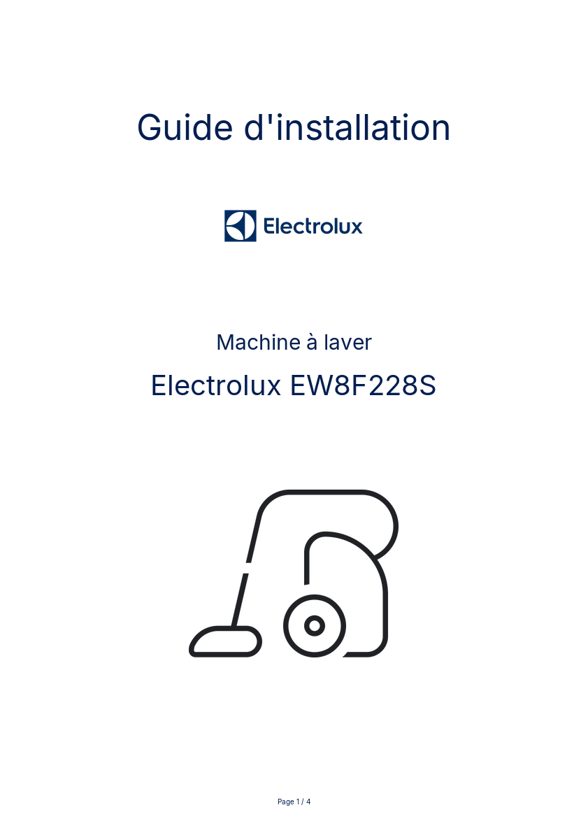 Image de la première page du manuel de l'appareil EW8F228S