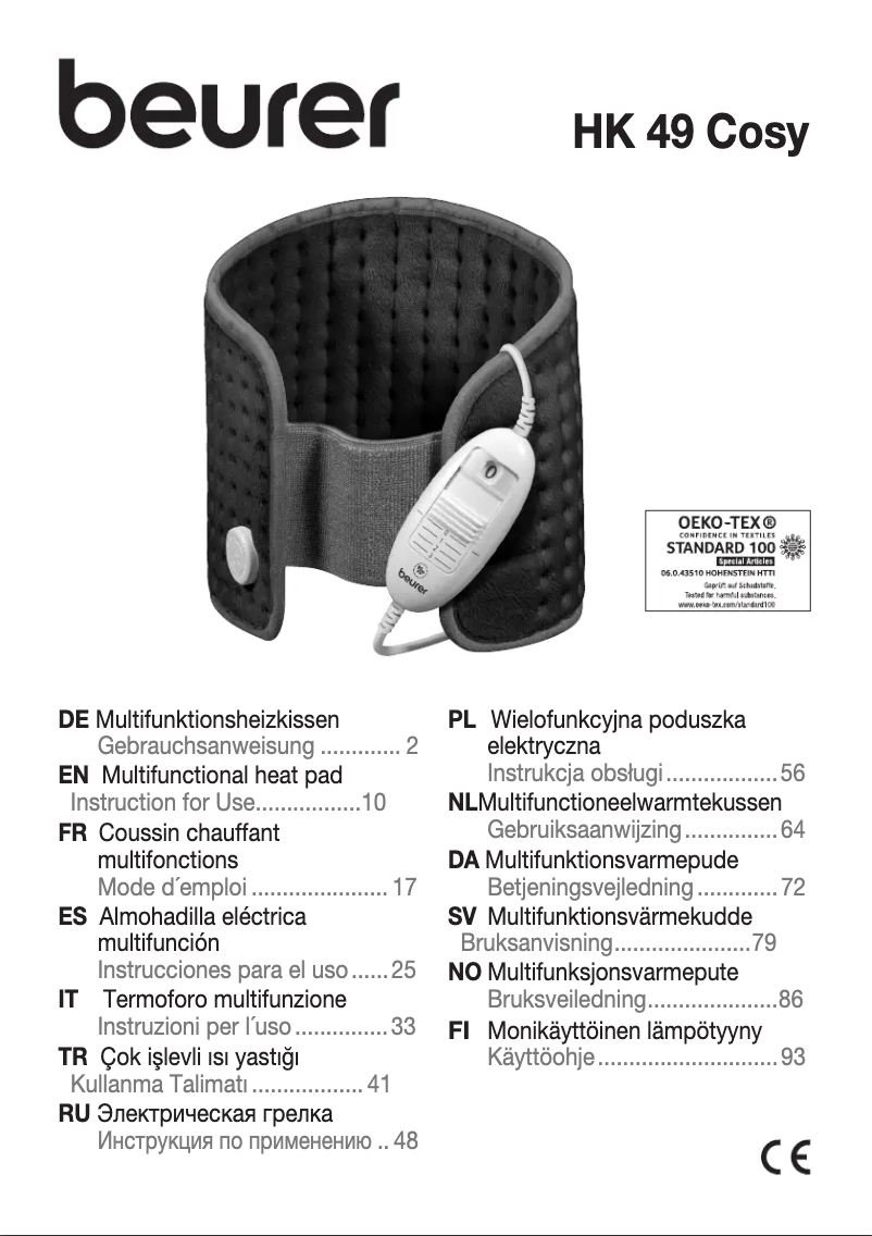 Page 1 de la notice Manuel utilisateur Beurer HK 49 Cosy