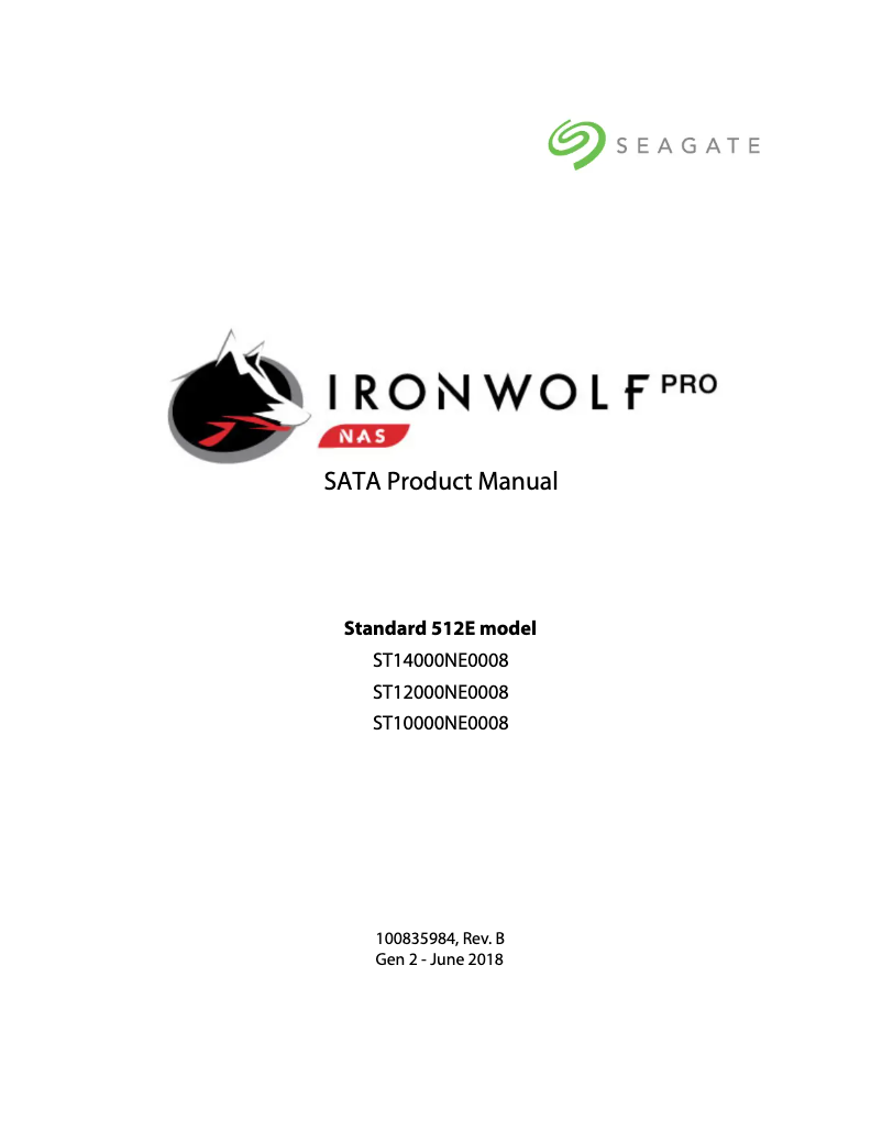 Page 1 de la notice Manuel utilisateur Seagate IronWolf Pro ST14000NE0008