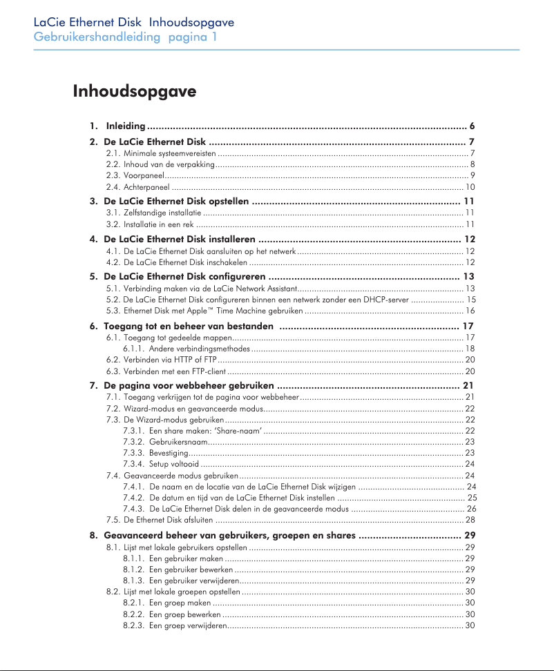 Page n°1 - Manuel utilisateur LaCie Ethernet Disk