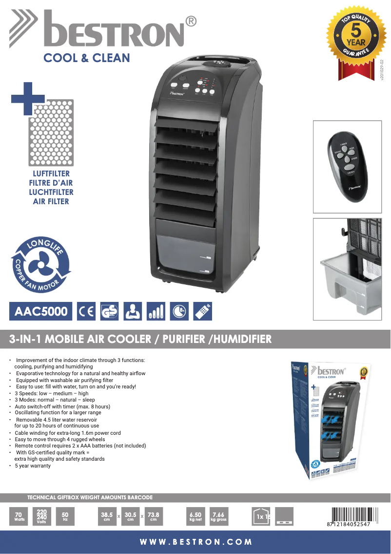 Image de la première page du manuel de l'appareil AAC5000