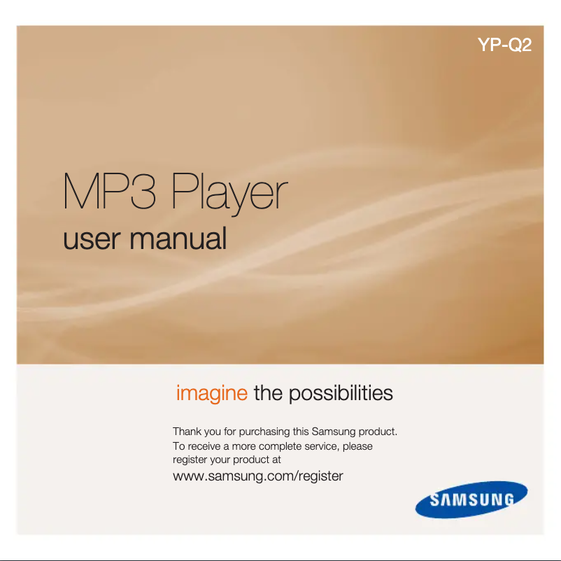 Page n°1 - Manuel utilisateur Samsung YP-Q2JEL