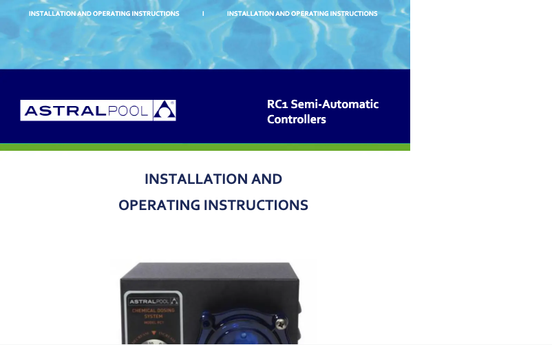 Page 1 de la notice Manuel utilisateur AstralPool Rolachem RC1