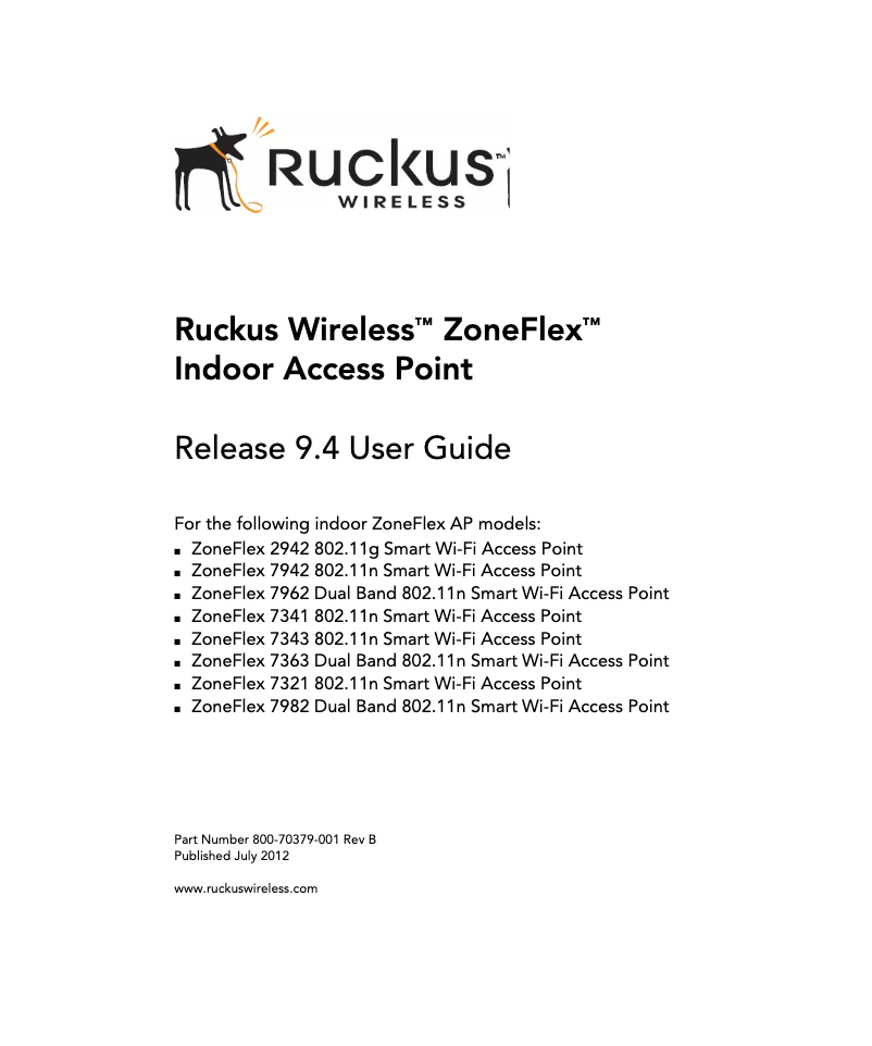 Page n°1 - Manuel utilisateur Ruckus Wireless ZoneFlex 7343