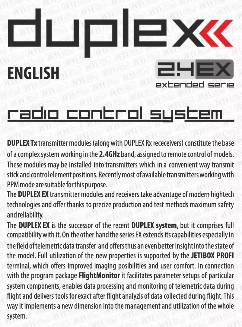 Page n°1 - Manuel utilisateur JETI Duplex R14 EX