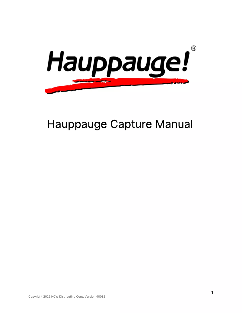 Page n°1 - Manuel utilisateur Hauppauge HD PVR Rocket