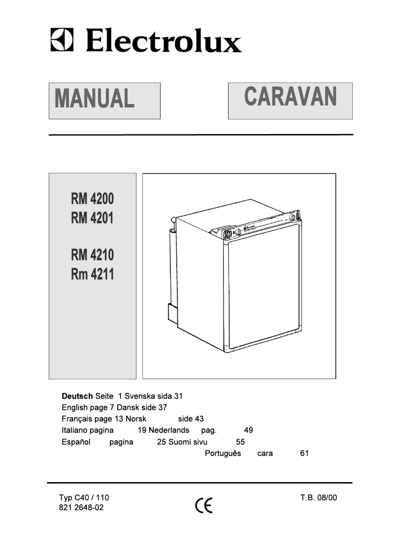 Page 1 de la notice Manuel utilisateur Electrolux RM4210
