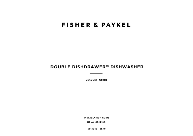 Page n°1 - Guide d'installation Fisher & Paykel DD60SDFHX9