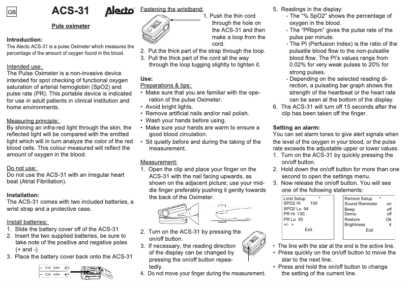 Page n°1 - Manuel utilisateur Alecto ACP-31