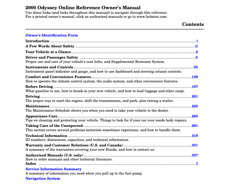 Image de la première page du manuel de l'appareil Odyssey (2000)