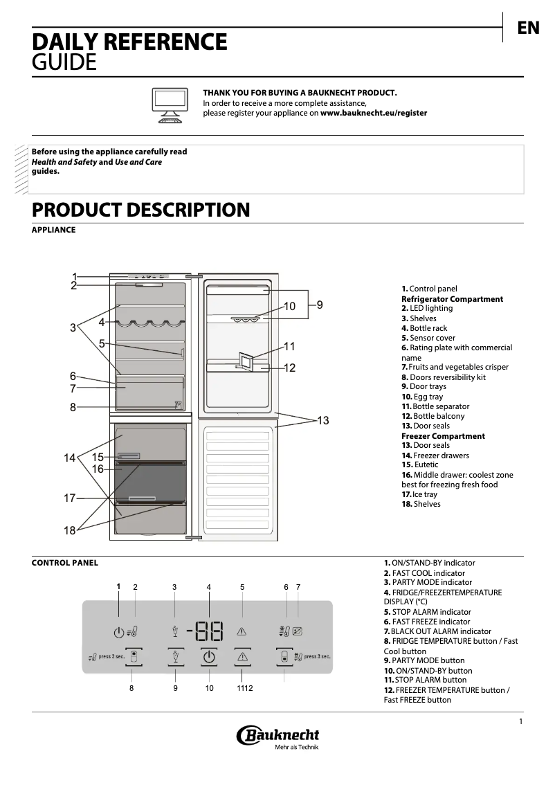 Page n°1 - Manuel utilisateur Bauknecht KGLF 18 A3+ WS