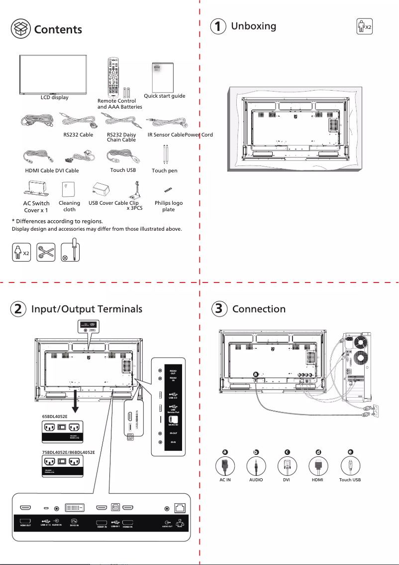 Page n°1 - Guide de démarrage rapide Philips 86BDL4052E