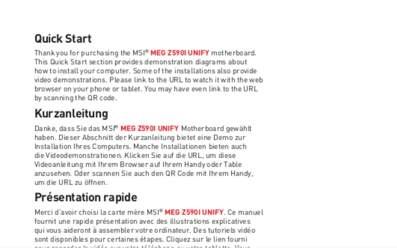 Image de la première page du manuel de l'appareil MEG Z590I UNIFY