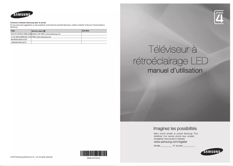 Page 1 de la notice Manuel utilisateur Samsung UA22C4000P