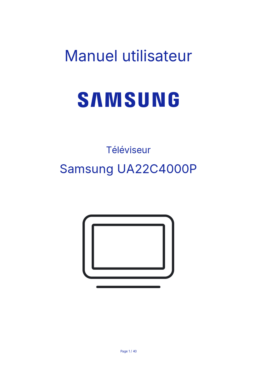 Page n°1 - Manuel utilisateur Samsung UA22C4000P