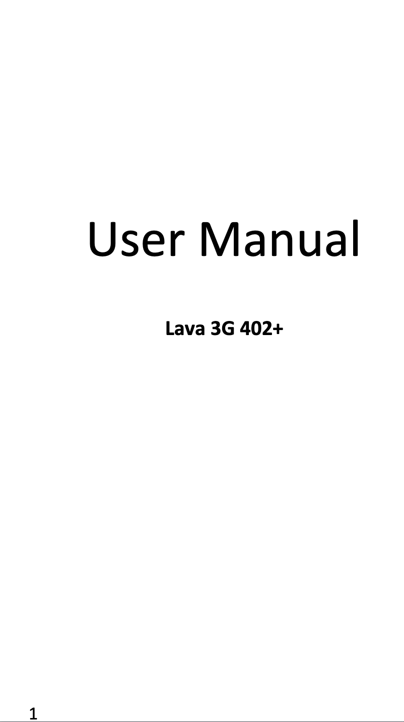 Page 1 de la notice Manuel utilisateur Lava 3G 402 plus