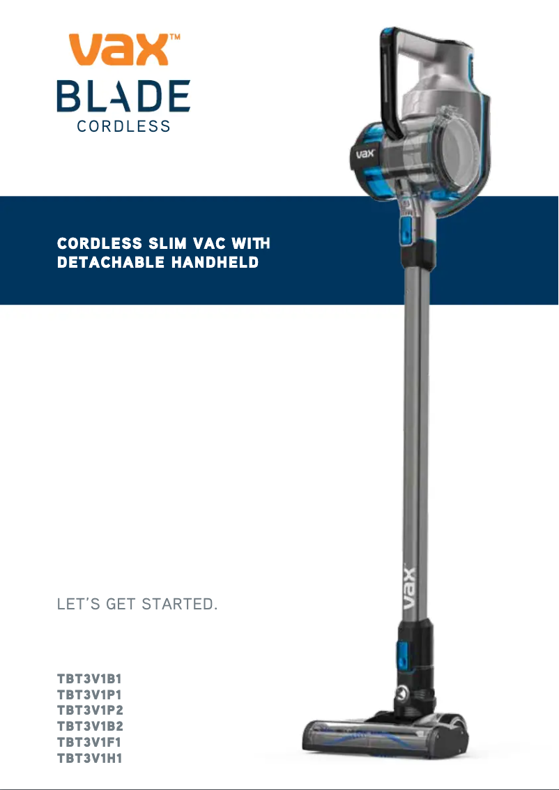 Page 1 de la notice Manuel utilisateur Vax Blade Cordless TBT3V1F1
