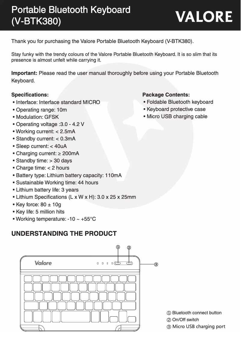 Imagen de la primera página del manual del dispositivo V-BTK380
