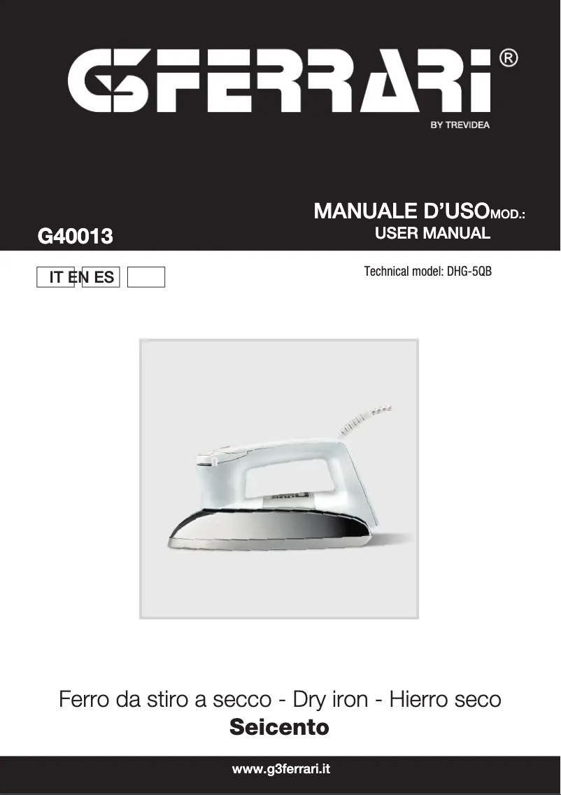 Image de la première page du manuel de l'appareil Seicento G40013