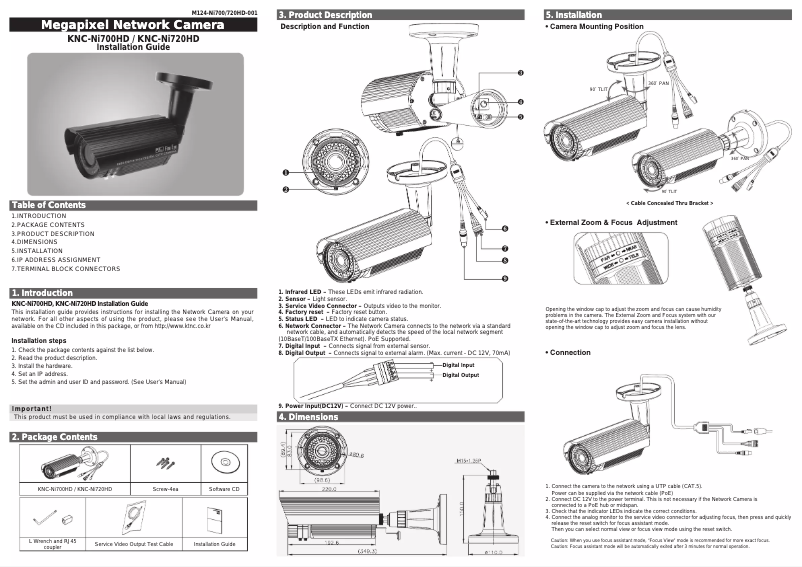 Page n°1 - Manuel utilisateur KT&C KNC-NI700HD