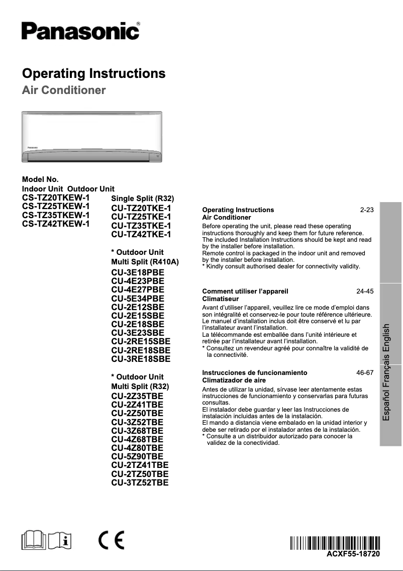 Page n°1 - Manuel utilisateur Panasonic CU-TZ25TKE1