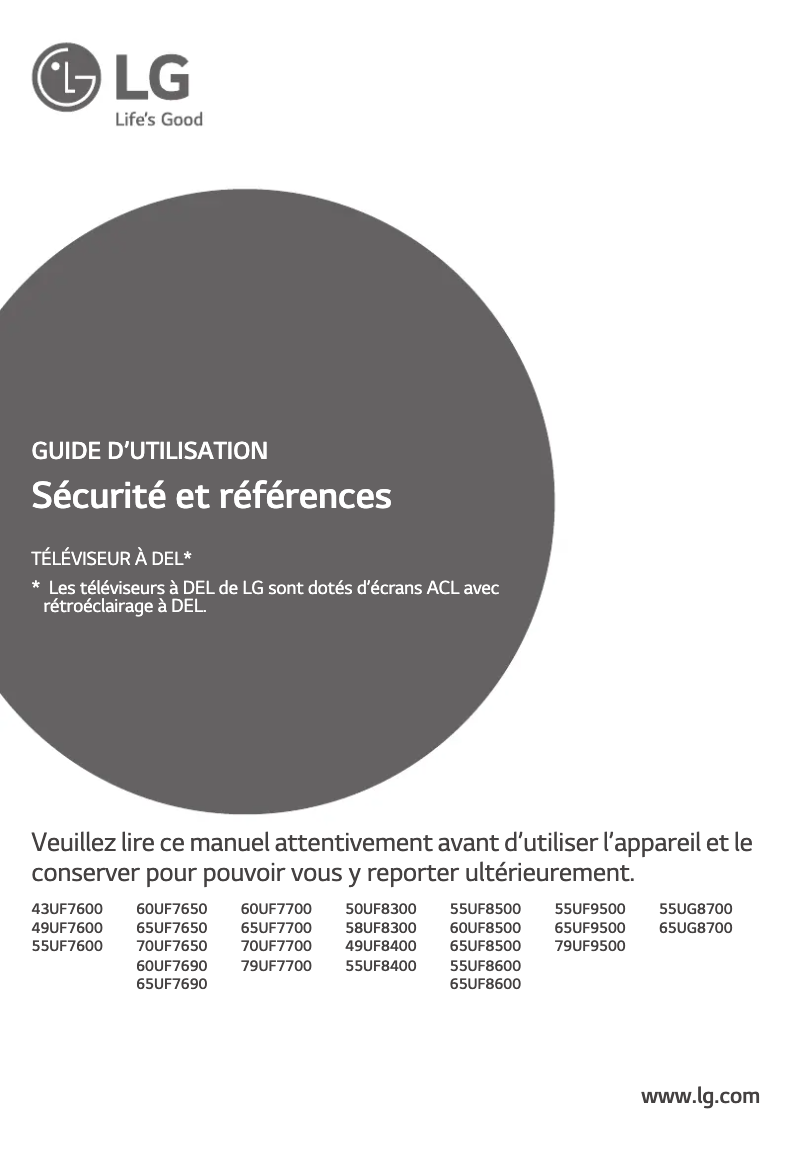 Page n°1 - Manuel utilisateur LG 60UF7650