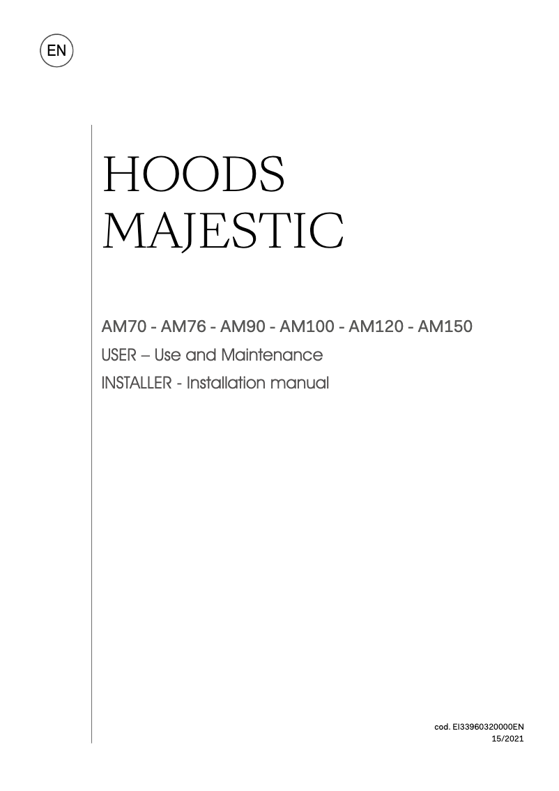 Page 1 de la notice Manuel utilisateur Ilve AM100