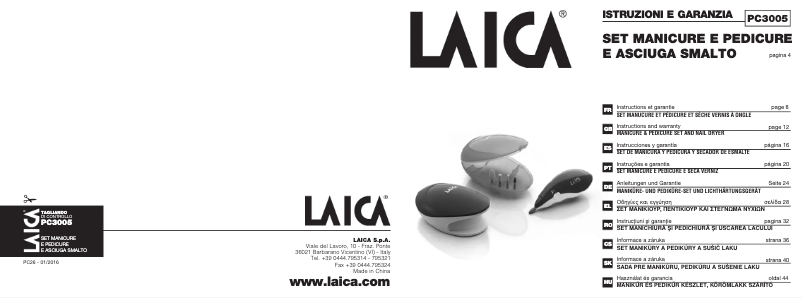 Page n°1 - Manuel utilisateur Laica PC3005