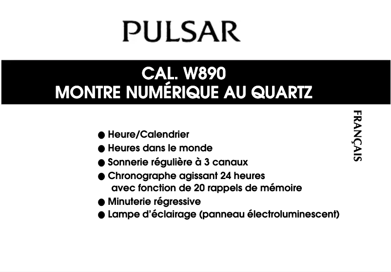Page 1 of the manual User Manual Pulsar W890