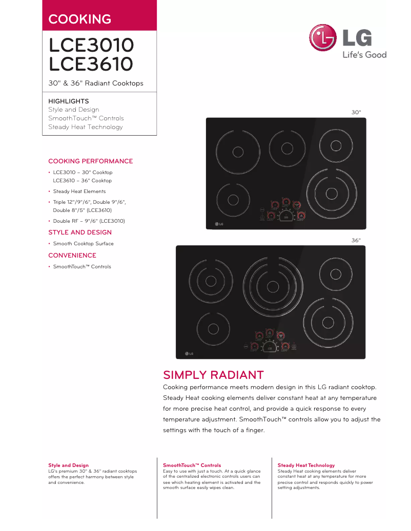 Página 1 del manual Ficha técnica LG LCE3010SB