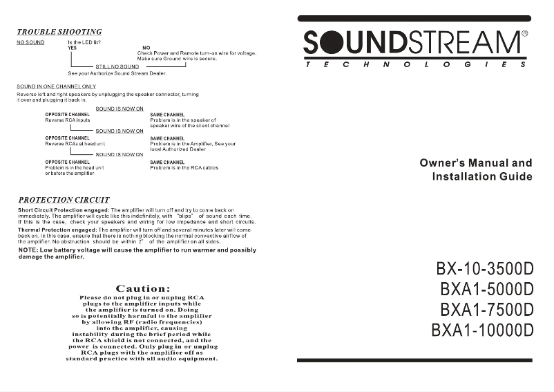 Page n°1 - Manuel utilisateur Soundstream BXA4-1800