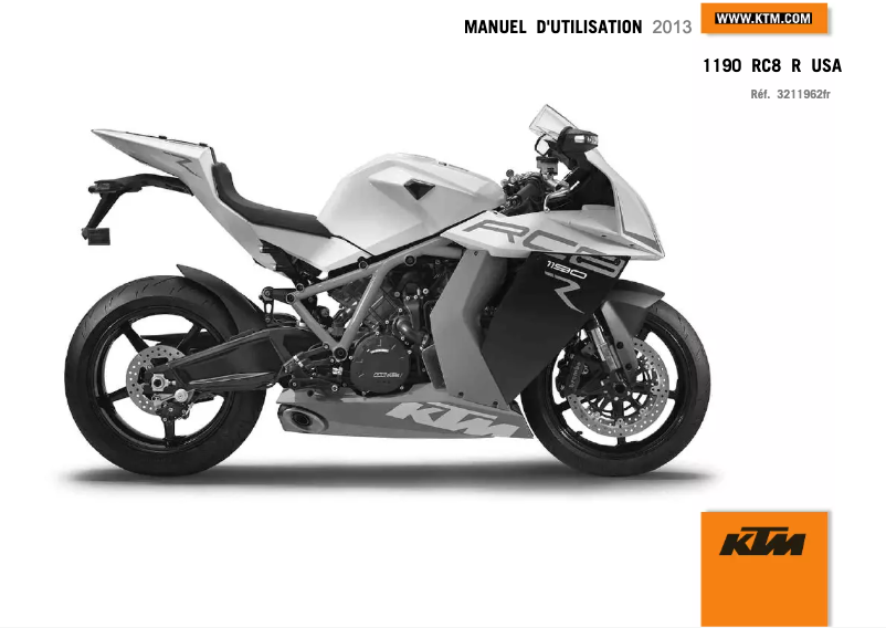 Page 1 de la notice Manuel utilisateur KTM 1190 RC8 R (2013)