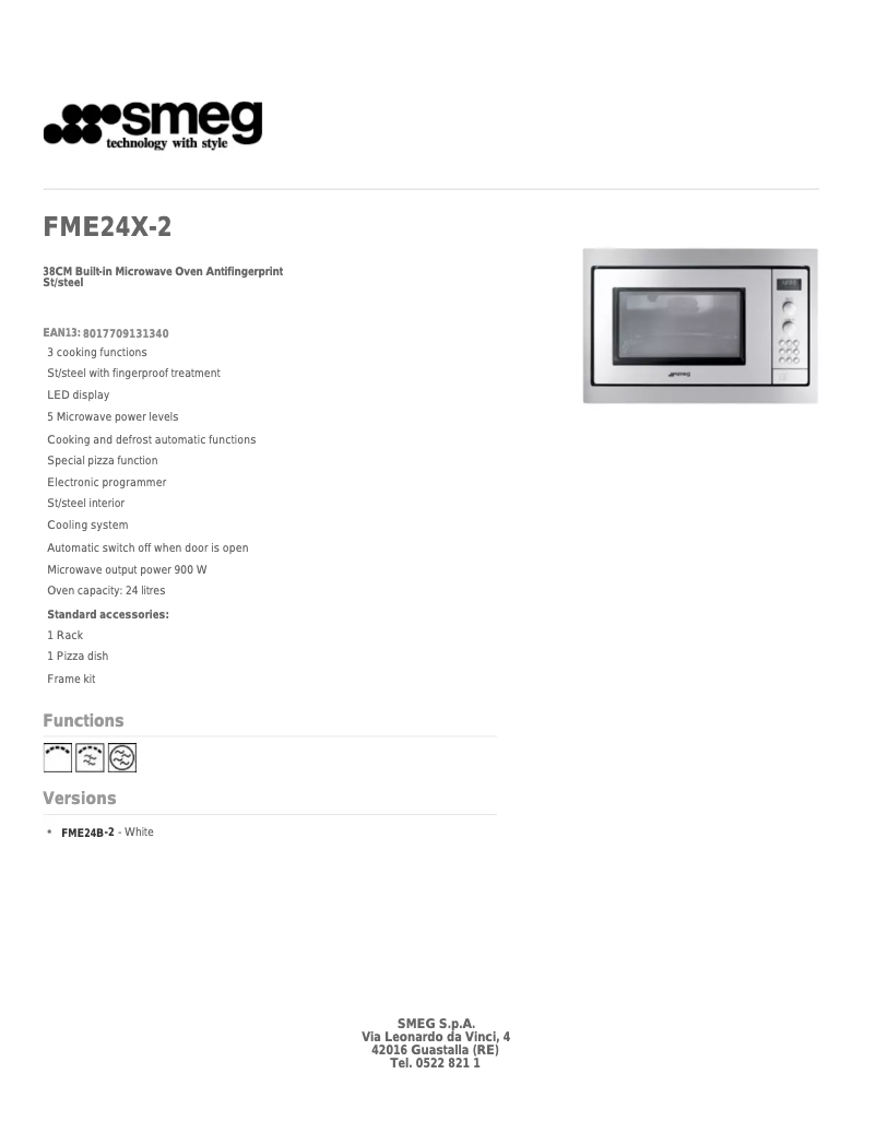 Page 1 de la notice Manuel utilisateur Smeg FME24X