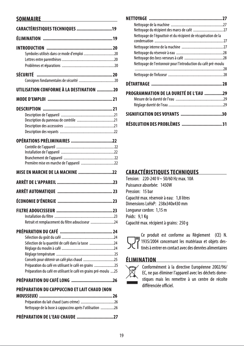 Image de la première page du manuel de l'appareil ECAM23.123.B