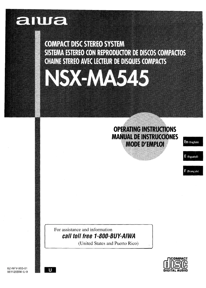 Image de la première page du manuel de l'appareil NSX-MA545