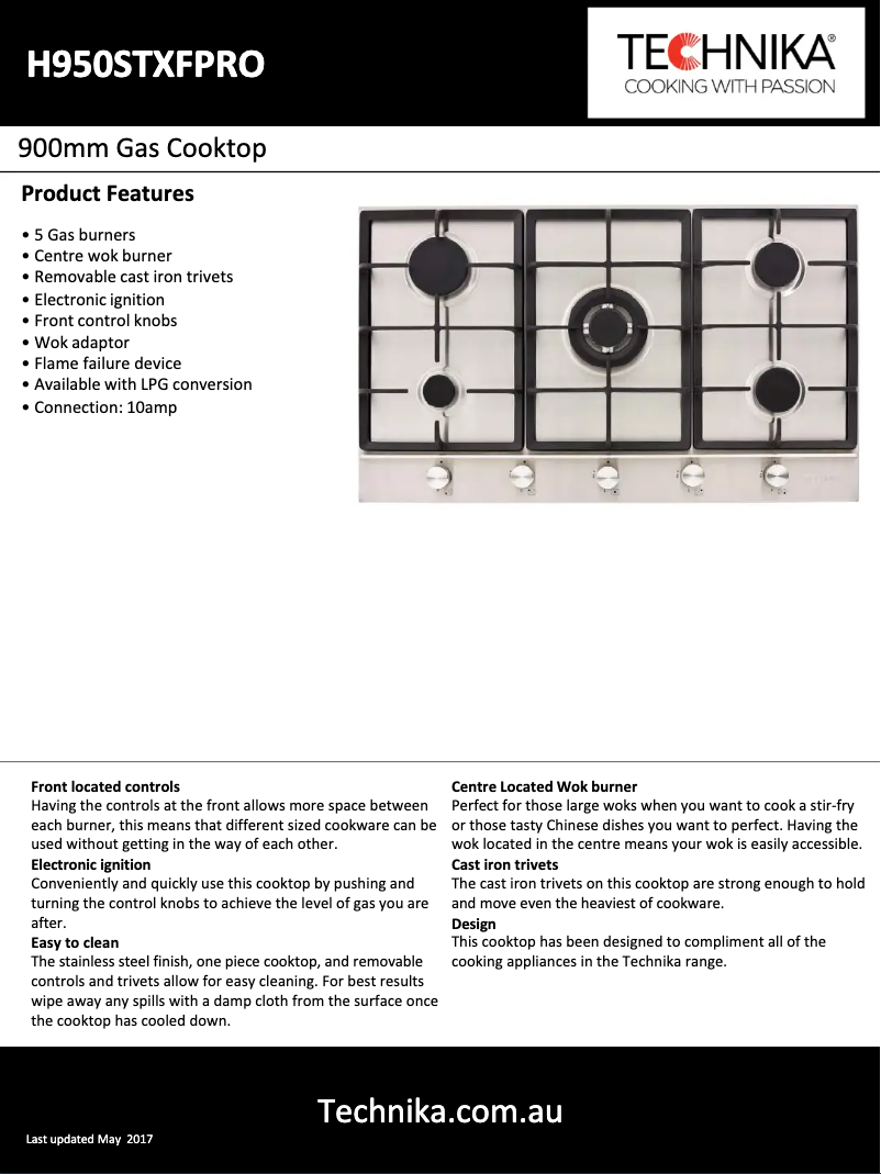 Page 1 de la notice Fiche technique Technika H950STXFPRO