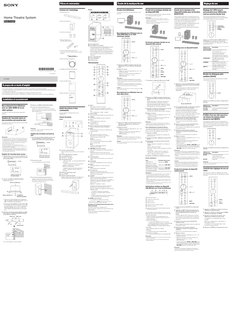 Page n°1 - Manuel utilisateur Sony HT-S20