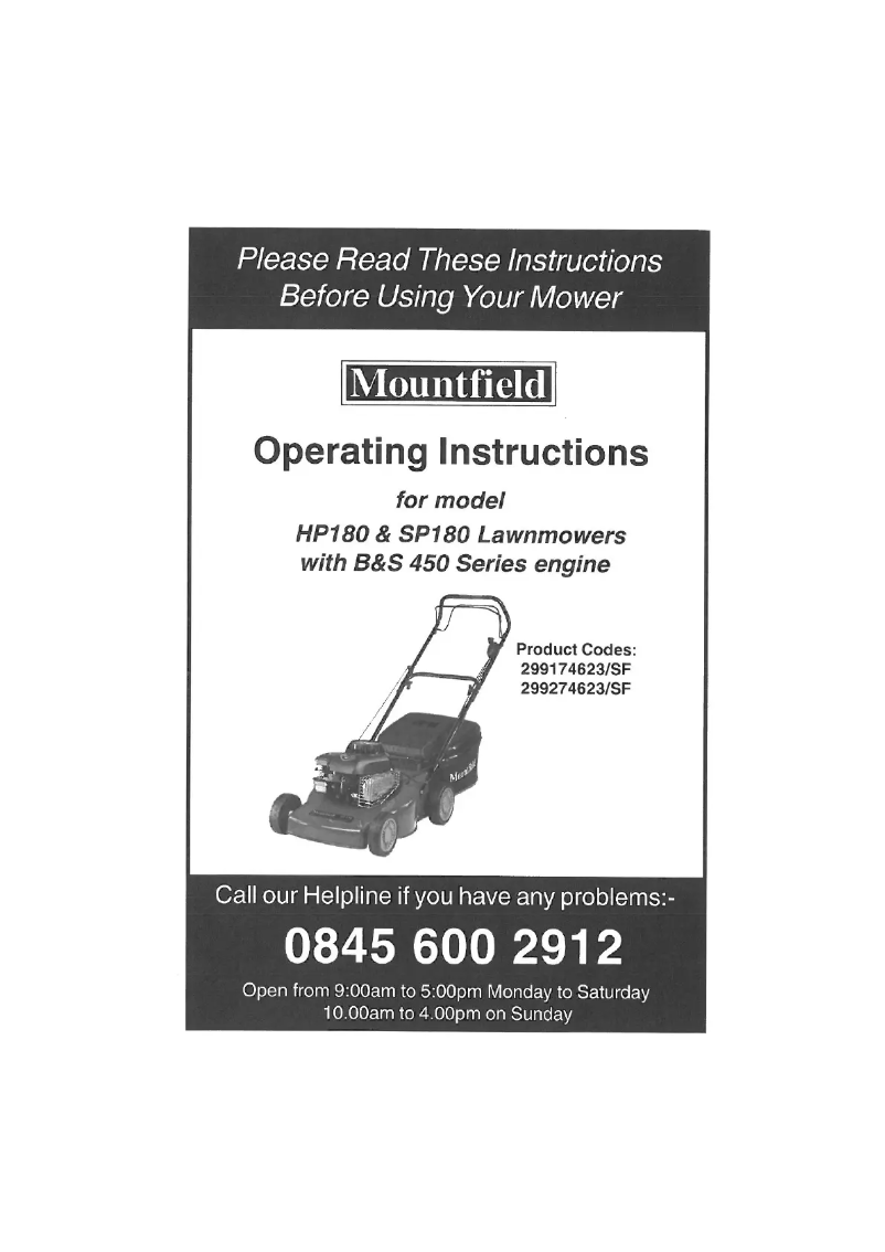 Page 1 de la notice Manuel utilisateur Mountfield SP180