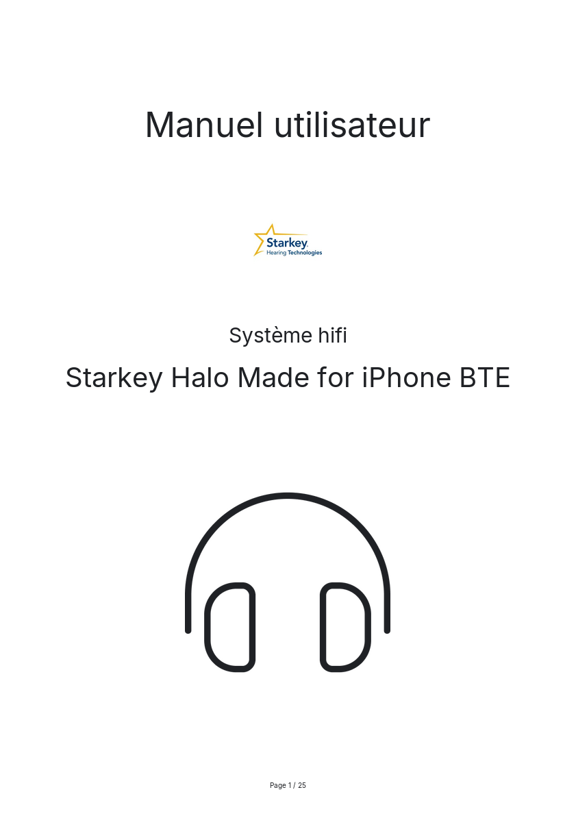 Page n°1 - Manuel utilisateur Starkey Halo Made for iPhone BTE
